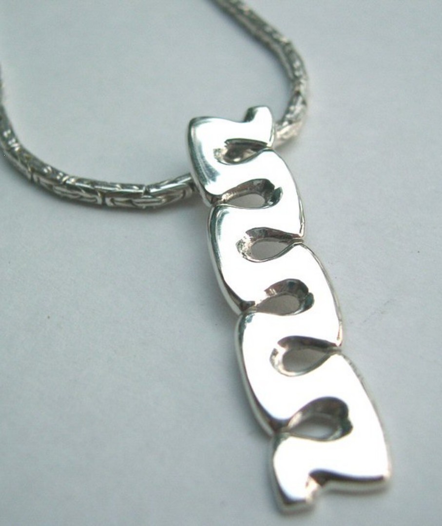 Curved wave of sterling silver pendant image 2